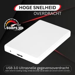 CLGP® Harde Schijf Extern - Draagbare - 1TB Opslag - Wit — thumbnail 3