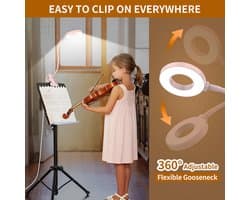 RFWR® LED Leeslamp met USB-oplader, Dimbaar, 10 Helderheidsniveaus, Klemarmatuur voor Thuiswerk en Lezen