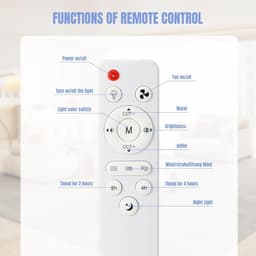 RFWR® Plafondventilator met lamp en afstandsbediening, dimbaar, 40W, 3 snelheden, 6 bladen, ideaal voor slaapkamer en woonkamer — thumbnail 2