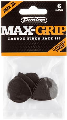 Dunlop 471P3C Max Grip Jazz III Carbon Fiber 1.38mm Plectrum 6-Pack - Plectra, zakje met 6 stuks — thumbnail 1