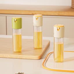 Daity glazen oliesprayfles300 ml - 2-in-1 keukenoliedispenser - heldere oliesprayfles voor keuken - airfryer - grill - bakken en koken ( 2-pack，wit en groen) — thumbnail 2