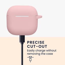 kwmobile Hoesje voor Apple Airpods 4 Case met Polsbandje – Siliconen Beschermhoes met Sleutelhanger – Hoofdtelefoonhoesje in oudroze / roze grapefruit — thumbnail 4