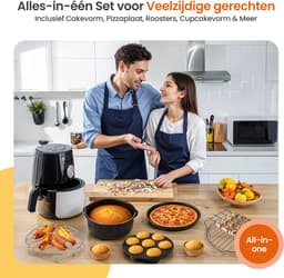 Goliving Airfryer Accessoires Set - Geschikt voor Airfryers vanaf Ø20,5 cm - 50x Cupcake Vormpjes - Bakvorm - Cakevorm - Muffinvorm - Pizzapan — thumbnail 10