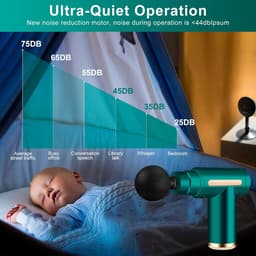 RFWR® Mini Spiermassagegeweer - Draagbaar en Stil Massagepistool met 6 Snelheden en 4 Massagekoppen voor Spierpijnverlichting — thumbnail 2