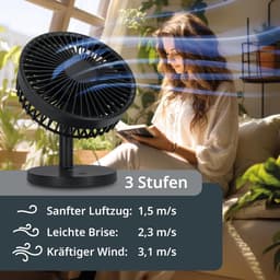 RFWR® Stille USB-tafelventilator met 3 snelheden en 180° kantelhoek | Draagbare ventilator met lange batterijduur | Ideaal voor kantoor en slaapkamer — thumbnail 3