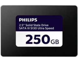 Philips Interne SSD 2.5 inch SATA III – 250GB – tot 550 MB/s Lezen – tot 500 MB/s Schrijven – S130 Ultra Speed – SSD voor Laptop en Desktop