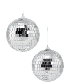 KIMU® 2x Discobal Ø 10 cm Klein - Discobol Spiegelbol Glitterbol Glitter Spiegeltjes Disco Bal Bol Decoratie Planeet Kerstballen Kerstbal Festival — thumbnail 1