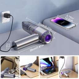 Auto Stofzuiger - Draadloze 4-in-1 Handstofzuiger - Kruimelzuiger - Mini Stofzuiger - 16000 Pa Zuigkracht - 6000mAh & Oplaadbaar - Met HEPA Filter & Accessoires - Voor Auto, Huis & Kantoor — thumbnail 2