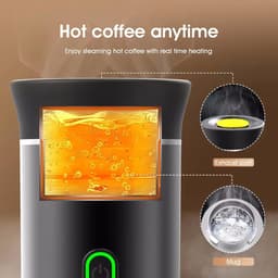 Draagbaar Koffiezetapparaat - 60ml - Capsule Koffie - 12V 6A 72W - Gemalen Koffie - Oplaadbaar - Cups - Auto en Camping - Snelle Verwarming voor Kantoor, Reizen, Camping, Thuis - Zilver — thumbnail 4