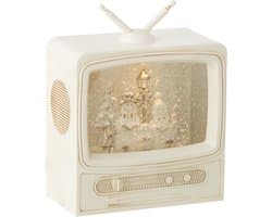 J-Line decoratie Waterbol Televisie - kunststof - wit