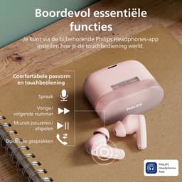 PHILIPS TAT2000 - In-ear oordopjes - 32 uur afspeeltijd - 4 mic technologie - multipoint - IPX4 - Microsoft Swiftpair - aanraakbediening - App control - Roze — thumbnail 4