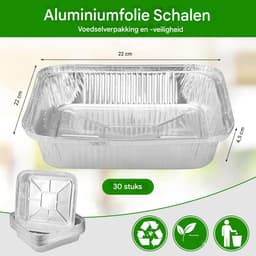 EXCITAT 30 stuks - Borden - Grillplaten - Folieplaten - Geschikt voor koken, bakken, picknicks, airfryers - 22*22*4.5 — thumbnail 2