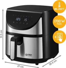 TZS First Austria Airfryer - Heteluchtfriteuse - 5,8L - 1700W - 80ºC tot 200ºC - Digital Touchscreen - Zwart — thumbnail 4