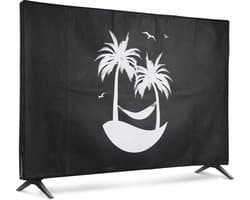 kwmobile tv hoes voor 55" TV cover - Beschermhoes voor televisie - Voor binnengebruik - tropical island design in wit / zwart