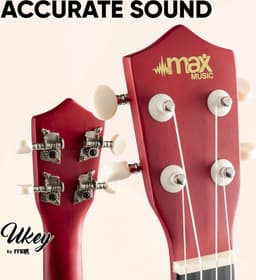 Ukelele set - MAX UKEY - 21 inch Ukulele van hout - Kindergitaar en gitaar voor volwassenen - incl. Ukelele tas, plectrums en stemapparaat - Naturel — thumbnail 5