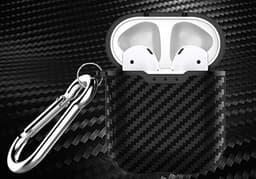 Shieldcase Black Stripe Case - beschermhoes geschikt voor Airpods 2 Case - hoesje met carbon print - zwart — thumbnail 4