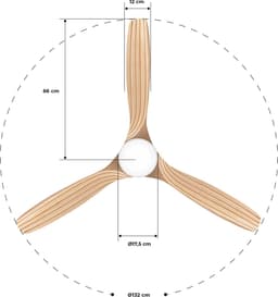 CREATE - Plafondventilator 40W silent Ø132 cm - Met Licht 3 kleurtemperaturen - Programmeerbare 1-4H - 6 Snelheden - Zomer/Winter functie - WIND CUP — thumbnail 4
