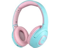WiseQ Onbreekbare Draadloze Kinderkoptelefoon – Koptelefoon Kind Geluidsdempend – Draadloze Koptelefoon Kind Bluetooth – Over Ear – 45 Uur Batterij – Met Microfoon – Volumebegrenzer – Mintgroen Roze