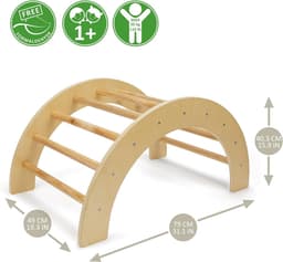 509 Crew Zoo 2-in-1 klimboog met glijbaan/klimplankset, indoor en outdoor speelhal, Montessori-klimrek, kleur: natuur — thumbnail 3