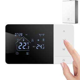 Wifi Thermostaat - Slimme Regelaar - Temperatuur Beheer - App en Spraakbediening - 5-60°C - Zwart Wit — thumbnail 1