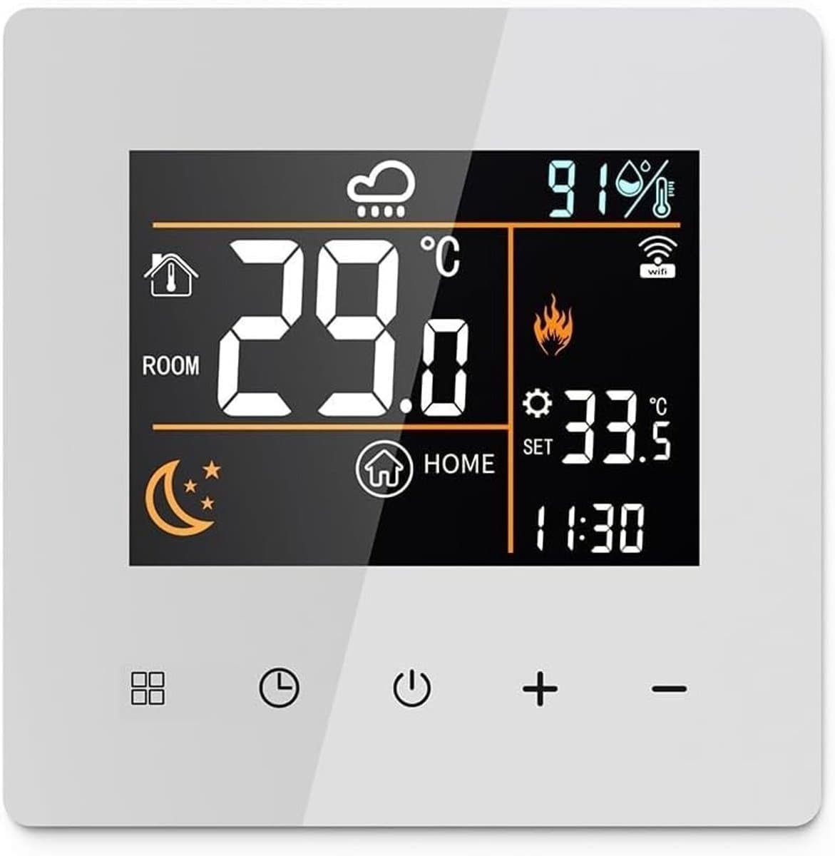 Slimme Thermostaat - Digitale Regelaar - Verwarming Instellen - WiFi Afstandsbediening - 86x86x41 mm - Wit — afbeelding 1