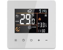 Slimme Thermostaat - Digitale Regelaar - Verwarming Instellen - WiFi Afstandsbediening - 86x86x41 mm - Wit