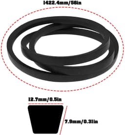 Dailygoods- Maaier V-riem 754-0230 - Compatibel met MTD 44" - Rubber/Aramidevezel - 12,7 mm breed - 7,9 mm hoog - Externe lengte 1422,4 mm - Maaiervet — thumbnail 5