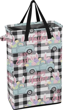 Wasmand - Vuile kleren mand - Ruimte besparen - Opvouwbaar en stevig - 48L - Plaid Vintage — thumbnail 1