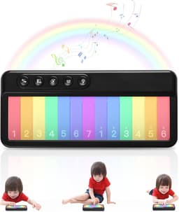 Mini piano speelgoed - Lichtgevend mini keyboard voor kinderen, zakpiano, muzikaal leerspeelgoed voor peuters en kleuters, geschikt voor baby's, meisjes en jongens van 1 tot 5 jaar, ideaal als verjaardagscadeau - Zwart — thumbnail 1