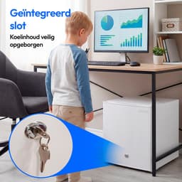 MEDION Mini koelkast met slot en vriesvak 42 L, stille kleine koelkast voor kantoor hotel minibar camping gaming, drank voedsel ijs, deur omkeerbaar, MD 370001 wit — thumbnail 3