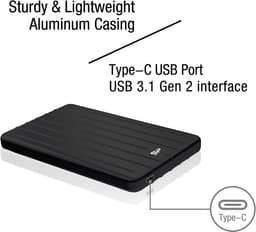 Externe SSD - Draagbare Opslag - Snelle Data Transfer - Schokbestendig Aluminium - 1 TB - Zwart — thumbnail 5