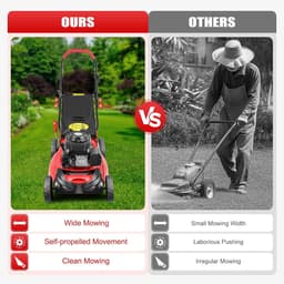Benzine Grasmaaier - Gazonmaaier Duwmaaier - Gazon Onderhoud - 8-voudige Hoogteverstelling - 51 cm Maaibreedte - Zwart Rood — thumbnail 4
