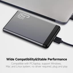 Externe Harde Schijf - Mobiele HDD - Snelle Data Overdracht - Schokbestendig Metalen Behuizing - 500 GB - Zwart — thumbnail 3