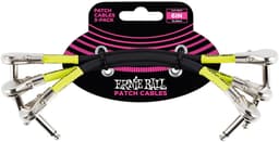 Ernie Ball Patchkabel - 3-Pack - Flat Haaks/Flat Haaks - 15 cm - Zwart - Laagbouwende Connectoren - Dubbelgeleider - Meervoudige Afscherming — thumbnail 1