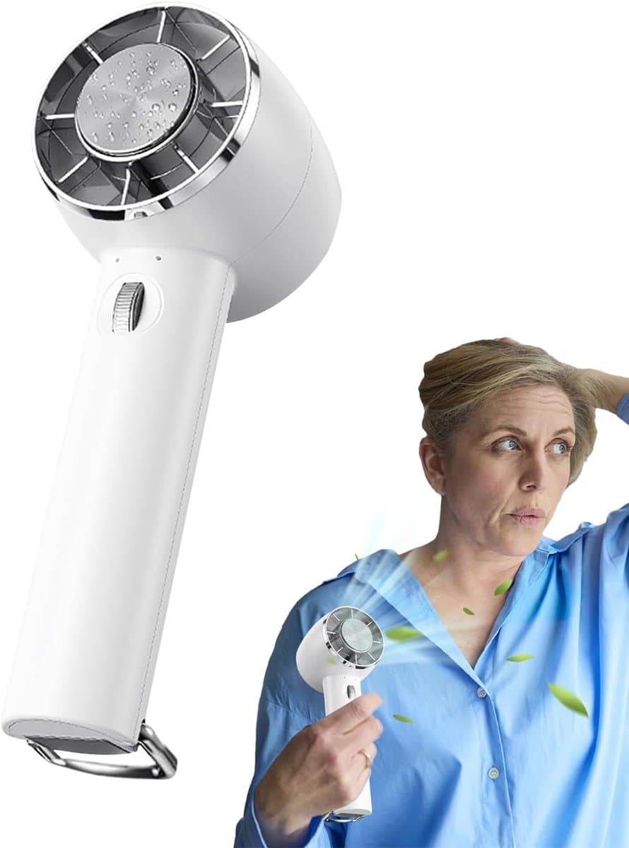 Draagbare ventilator, koelapparaat met ijskompres voor reizen, persoonlijke ventilator voor buiten, voor thuis, camping, rugzakreizen, wandelen, picknick, slaapzalen - wit — afbeelding 1