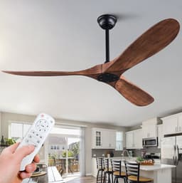 HAUSS SPOLE Ventilator – 60 Inch Zonder Licht Met Afstandsbediening – ABS – Zwart En Donker Walnoot – Voor Slaapkamer Terras En Woonkamer — thumbnail 1