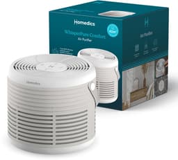 Homedics WhisperPure Luchtreiniger - Hepa en Koolstof Filter - Ruimtes tot 42m² - Met Geurtray - 3 Ventilatiestanden - Air Purifier - Wit — thumbnail 1