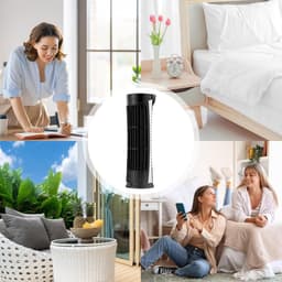 Torenventilator - Luchtblazer Stille - Slaapkamer Koelen - Bladloze LED - 27x9x27 cm - Zwart — thumbnail 2