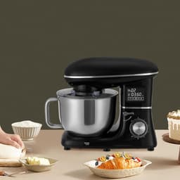 Keukenmachine - Handmixer - Thuis bakken - 6 snelheden - 6.2 liter kom - Zwart — thumbnail 1