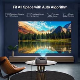 Beamer - Projector - Mini Projector - Full HD Native 1080P - met 120-inch E-ALR Projectorscherm & Stand – Outdoor Camping & Home Theater – EU Plug — thumbnail 2
