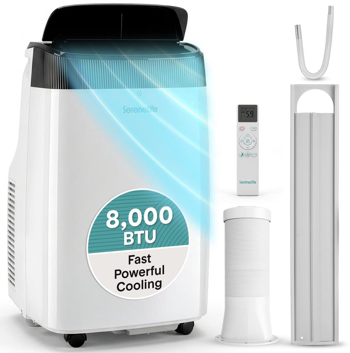 Mobiele airco 7000 BTU – Met WiFi en app – Ontvochtiger – Ventilator – Inclusief raamkit — afbeelding 1