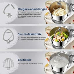 NIVA® Deegmachine - Mixer met Kneedhaak - Kneedmachine - Zilver - 37cm x 24cm x 32cm — thumbnail 3