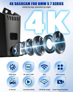 Dashcam voor auto - Zwart - 3,16 inch - Dual Camera met Wifi en Loop-opname - Voor BMW 5- en 7-Serie — thumbnail 2