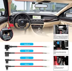 Dashcam voor auto - Zwart - 320 cm - USB C Hardwire Kit met Laagspanningsbeveiliging - Voor Voertuiggebruik — thumbnail 4