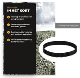 Aandrijfriem Rubber - 77 Tanden - 3mm Tandhoogte - 10mm Breedte - 231mm Omtrek - Gesloten Lus - Compatibel met Black & Decker - Grasmaaier Riem — thumbnail 3
