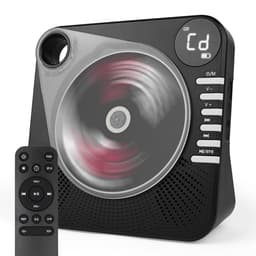 Retro CD Speler met Bluetooth - Draagbare CD Speler met HiFi Speakers - USB - AUX - Oplaadbaar - Vintage Muziekspeler Zwart — thumbnail 1