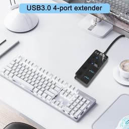 USB 3.0 4-poorts Expander Hub met LED-schakelaars - Draagbare USB-poortextender voor PC en Apparaten — thumbnail 3