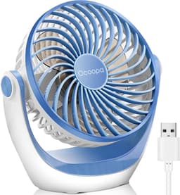 USB Tafelventilator Stil – 3 Snelheden – 360° Draaibaar – Compact en Opvouwbaar – Lichtblauw — thumbnail 1