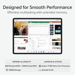 SnelShoppen - 13 inch Tablet Android 16, 4G LTE met SIM Slot, 8 GB RAM, 128 GB Geheugen, 2K Display 2240x1600, 90Hz, 11000 mAh, Widevine L1 — thumbnail 3