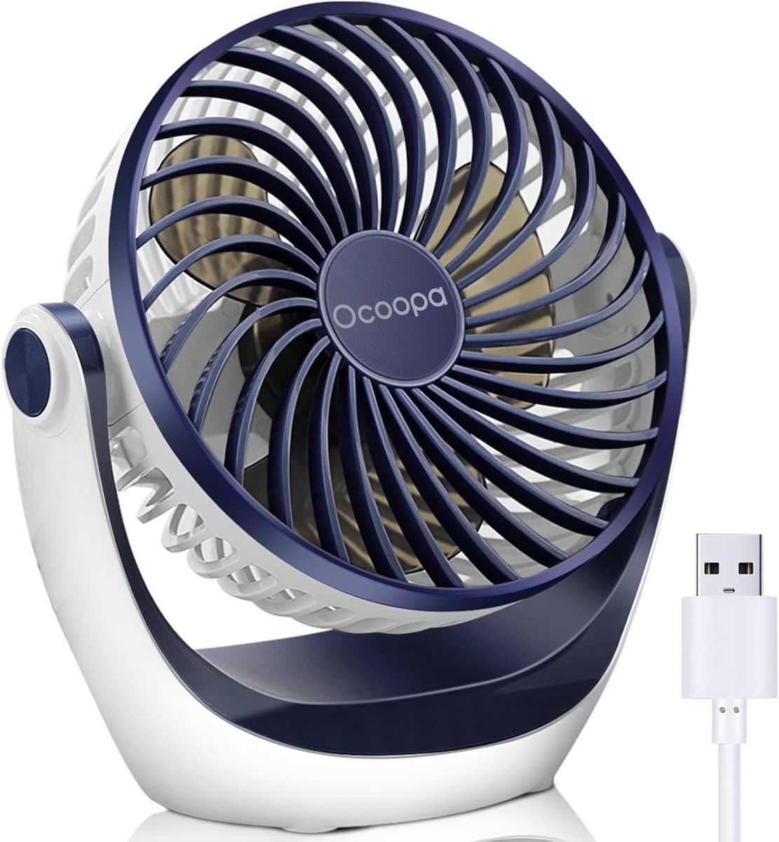 USB Tafelventilator Stil – 3 Snelheden – 360° Draaibaar – Compact en Opvouwbaar – Blauw — afbeelding 1